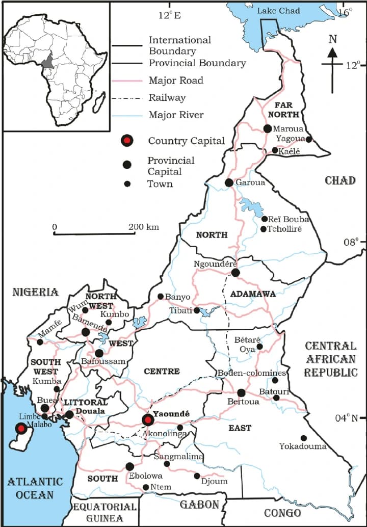 Cameroon Map with Routes